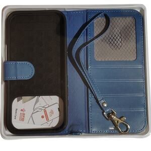 TUCCH Wallet Case for iPhone 17 6.3" RFID PU Leather Flip Cover Blue